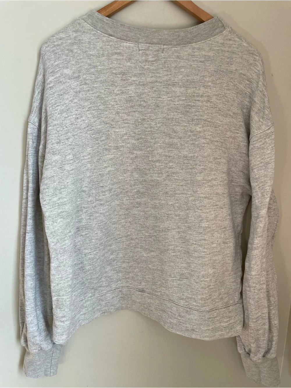 Monrow Blouson Sleeve Crewneck Sweatshirt Heather Grey Medium Casual Comfy Cozy - Picture 5 of 11